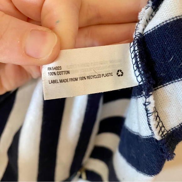 Gap Striped Dress Navy Blue and White Stripes Zipper Hem Long Sleeve Medium - Picture 7 of 7